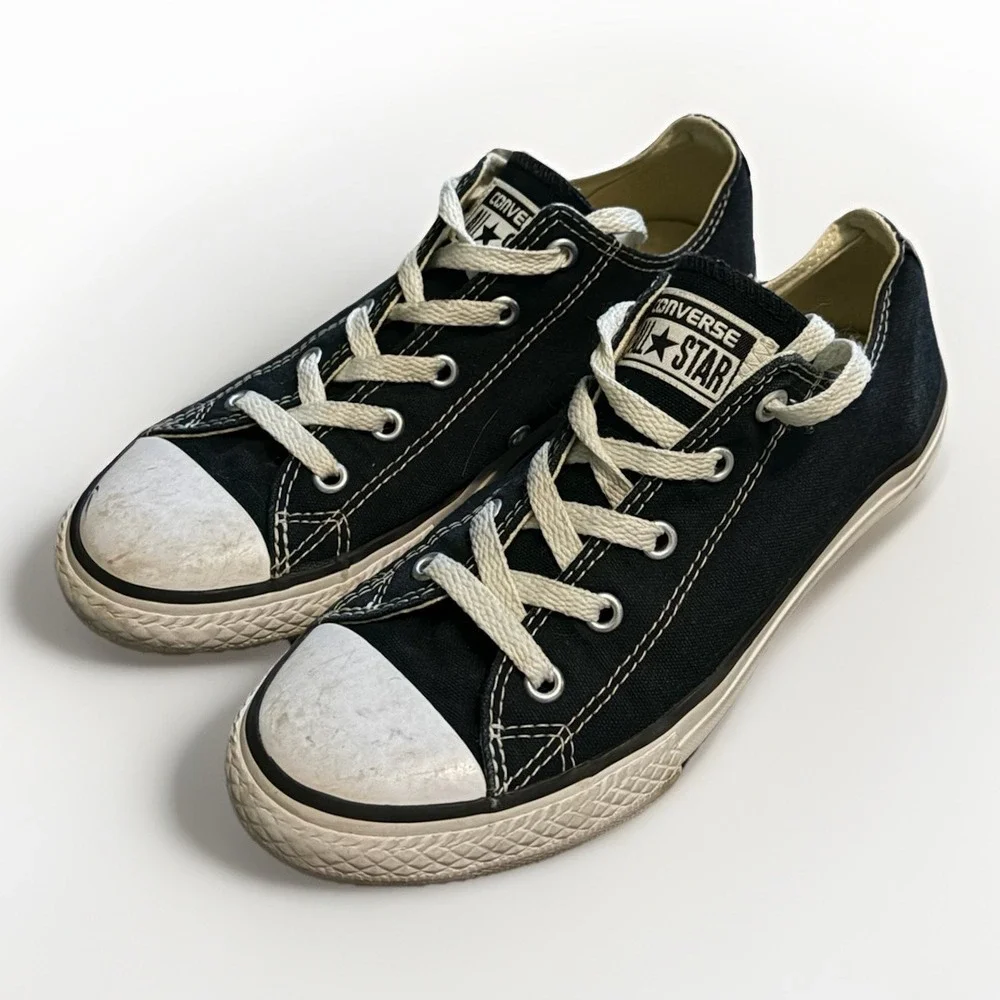 CONVERSE ALL STAR Unisex Black/White Canvas Low Sneakers Size 3